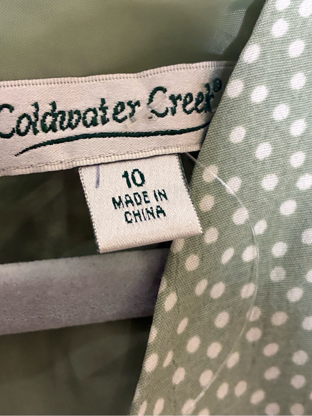 Coldwater Creek Sage Green Polka Dot Fit & Flare Midi Dress | Size 10 EUC - Picture 4 of 10